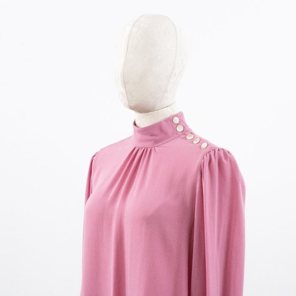 Robert Rodriguez M Silk Mock Neck Blouse Pink - Picture 9 of 12